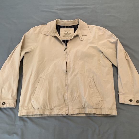 L.L. Bean Other - L.L. Bean Jacket Mens LT Tall Beige Lined Microfiber‎ Windbreaker Zip Pockets
